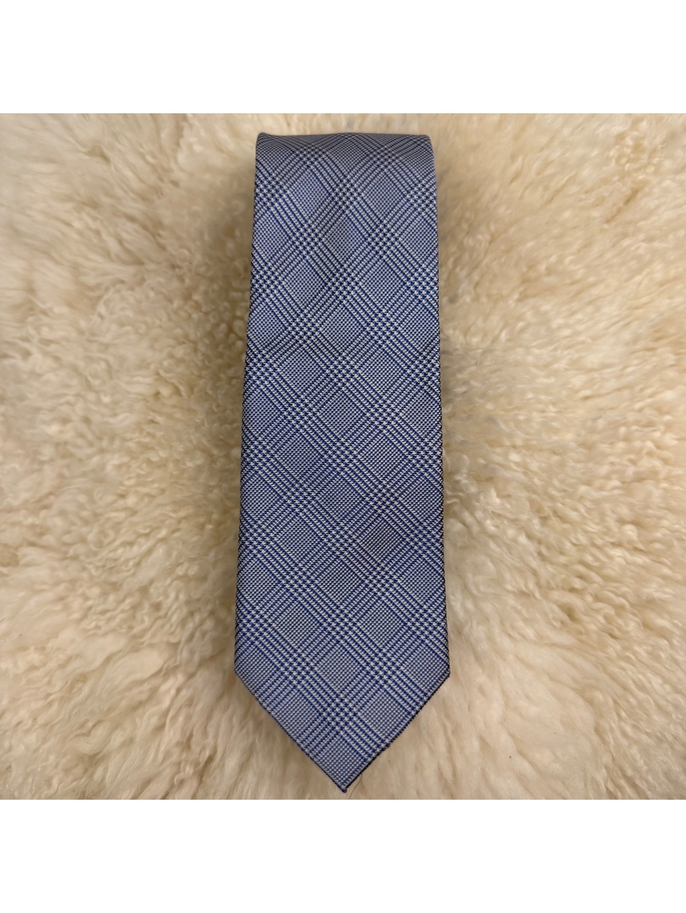Joseph Abboud 100% Silk Tie Blue Glen Plaid Prince of Wales NWT